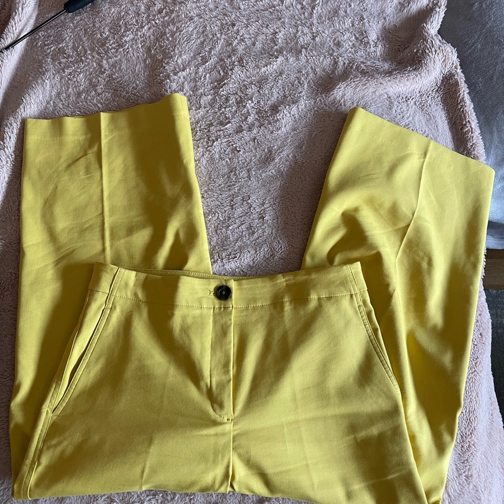 Ann Taylor Yellow Cropped Wide-Leg Pants - Picture 4 of 8